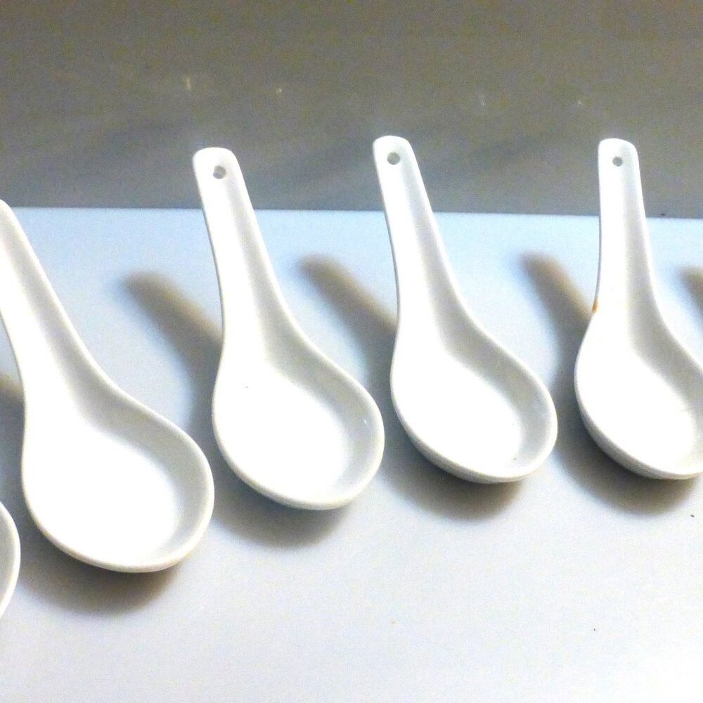 4x Royal Classic WON TON Soup SPOONS Durable Porcelain Chinse Spoons Japanese